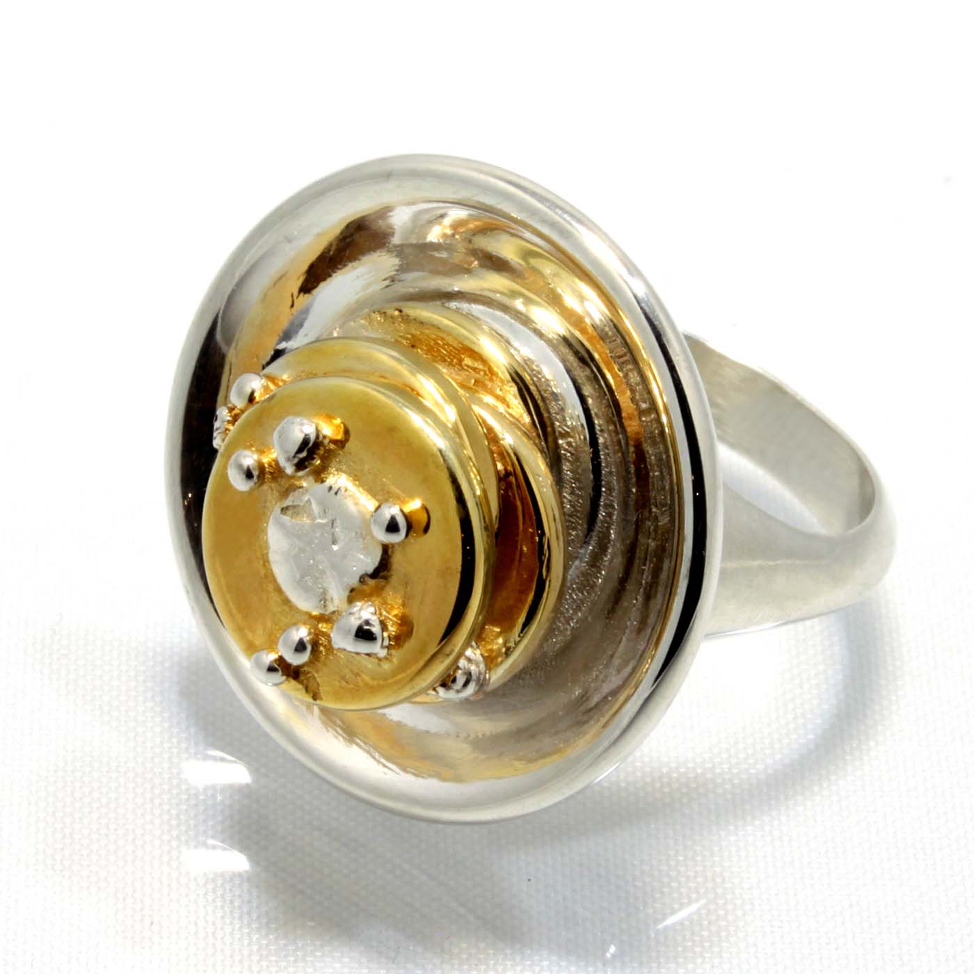 Pancake Ring in part Gold-Plated Sterling Silver